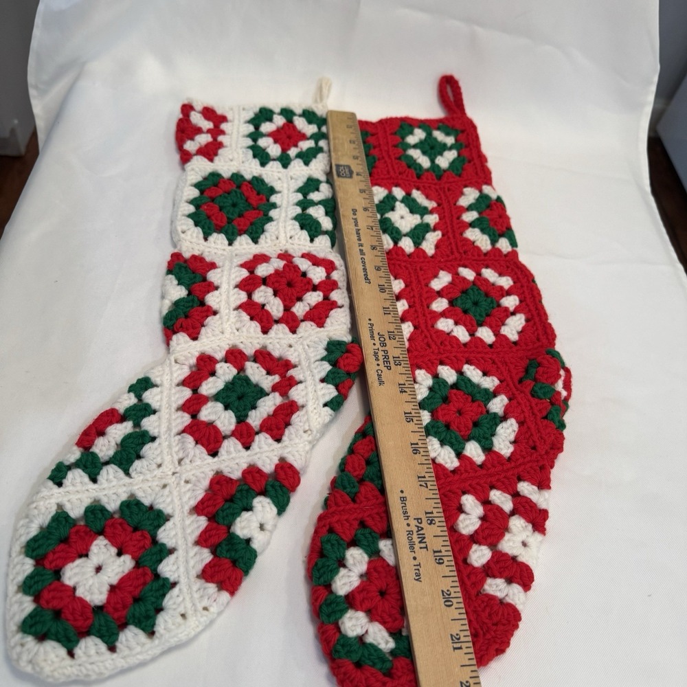 Handcrafted Crochet Holiday Stockings - Red, Green, and White - Picture 6 of 7